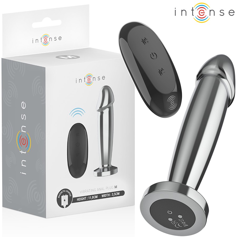 INTENSE - ANAL PLUG 10 VIBRATIONS METAL DILDO WITH REMOTE CONTROL M